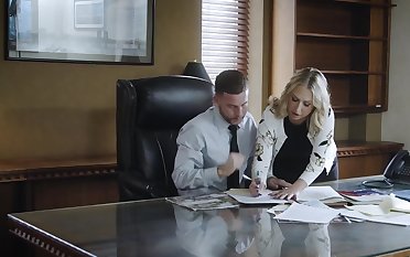 Blonde secretary is fucked in face and pussy by a horny nabob